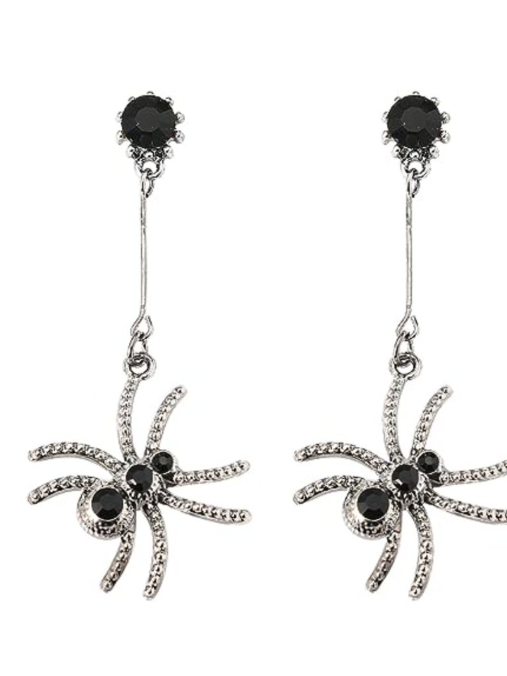 Spider Dangle Earrings Black Rhinestone Gothic Halloween Costume Jewelry